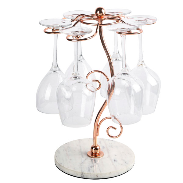 Rosdorf Park Marble Base Tabletop Wine Glass Rack in Copper Wayfair